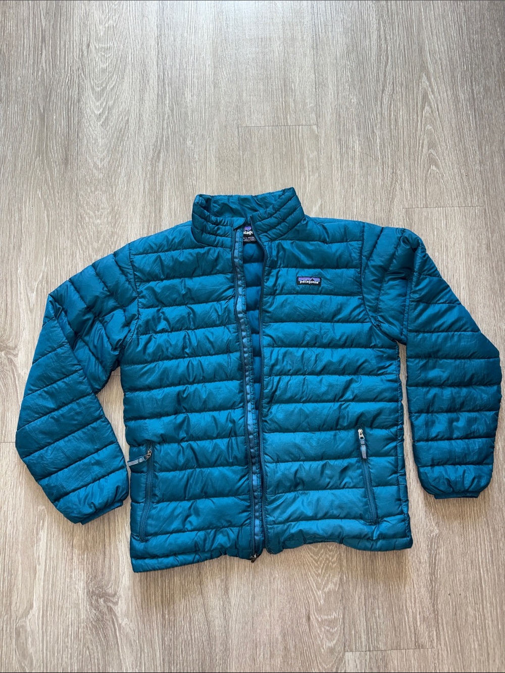 Patagonia Kids Teal Puffer Jacket Down Size XL 14 *READ